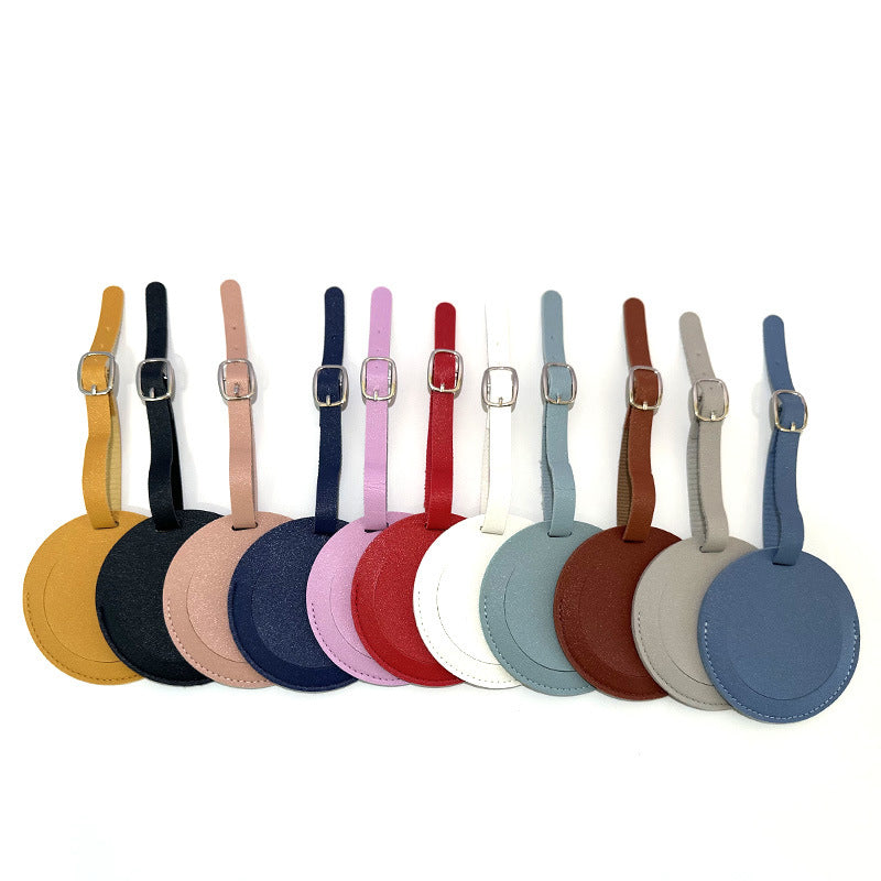 Portable Round Shape PU Leather Luggage Personalizable Travel ID Tag