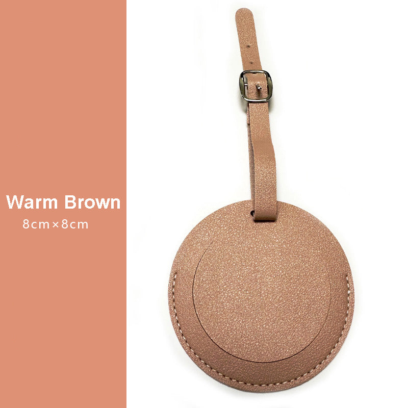 Portable Round Shape PU Leather Luggage Personalizable Travel ID Tag