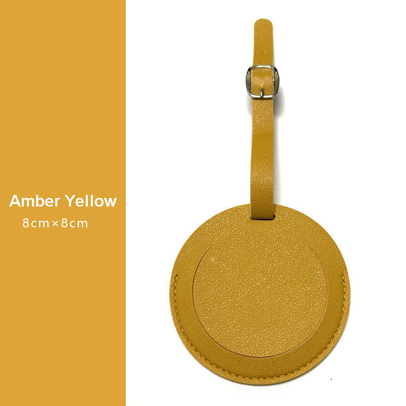 Portable Round Shape PU Leather Luggage Personalizable Travel ID Tag