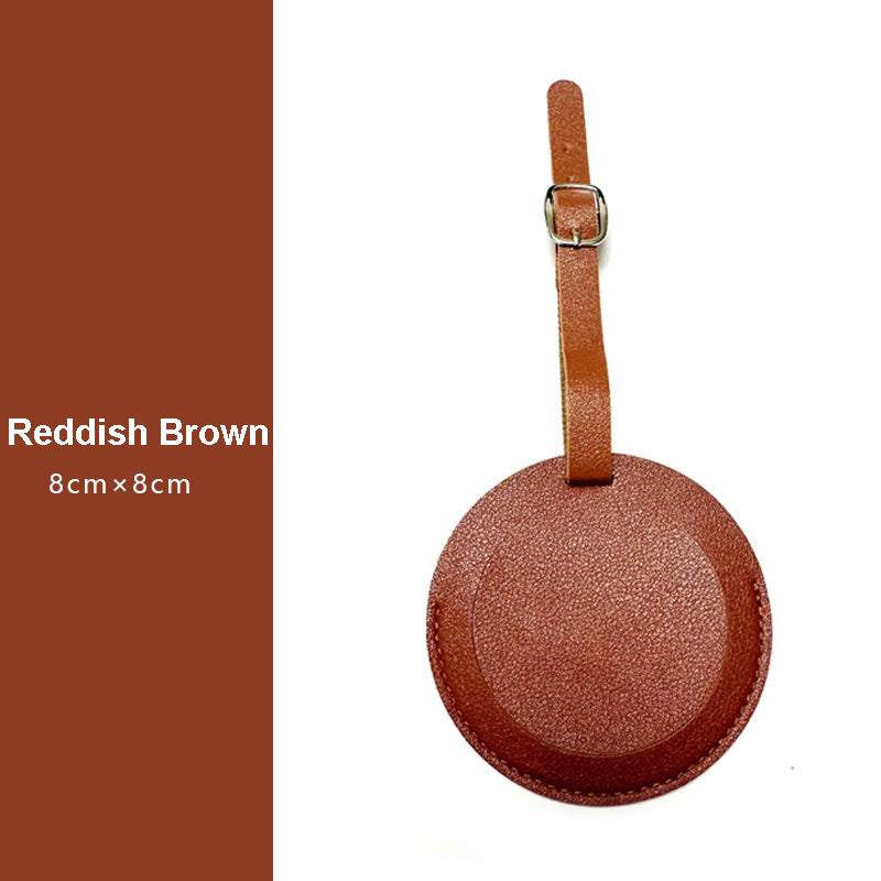 Portable Round Shape PU Leather Luggage Personalizable Travel ID Tag