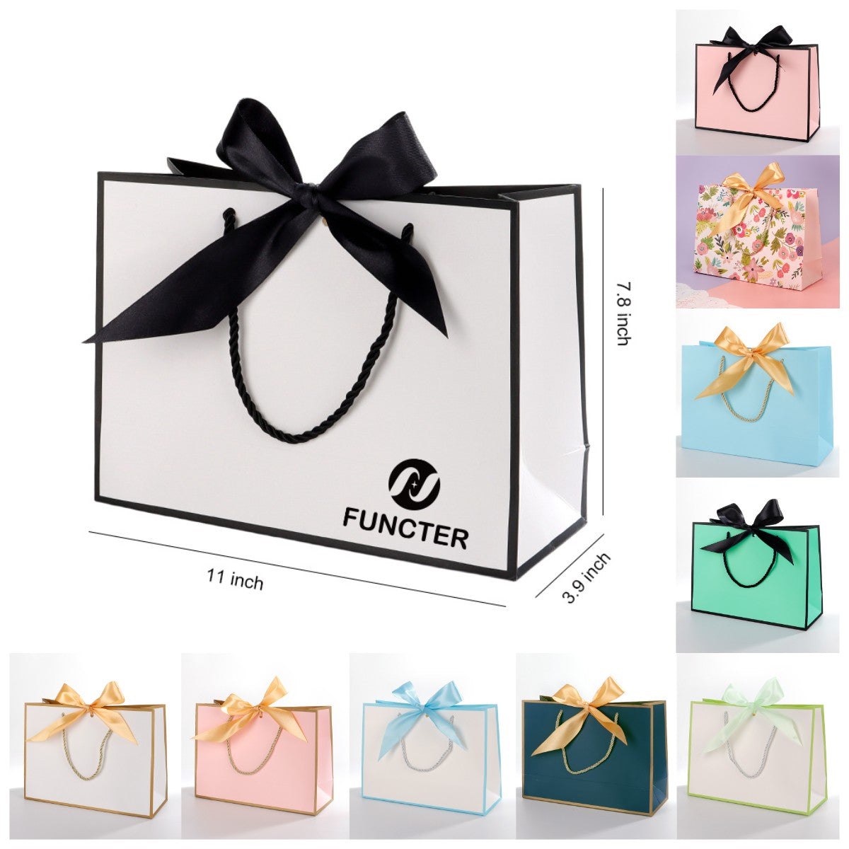 Tinted Kraft Eurotote Bag With Ribbon Bow 11 x 7.8"