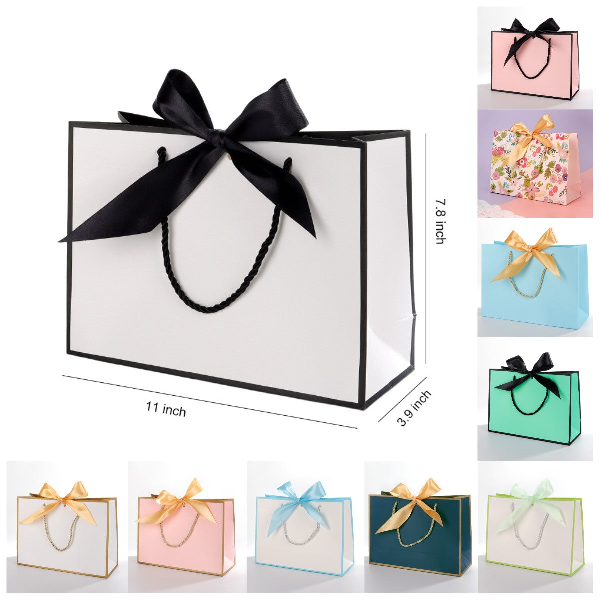 Tinted Kraft Eurotote Bag With Ribbon Bow 11 x 7.8"