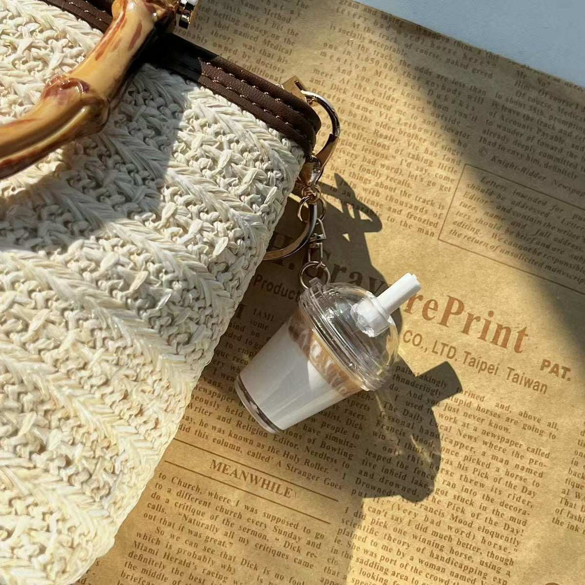Latte Coffee Cup Keychain W/Keychain Ring