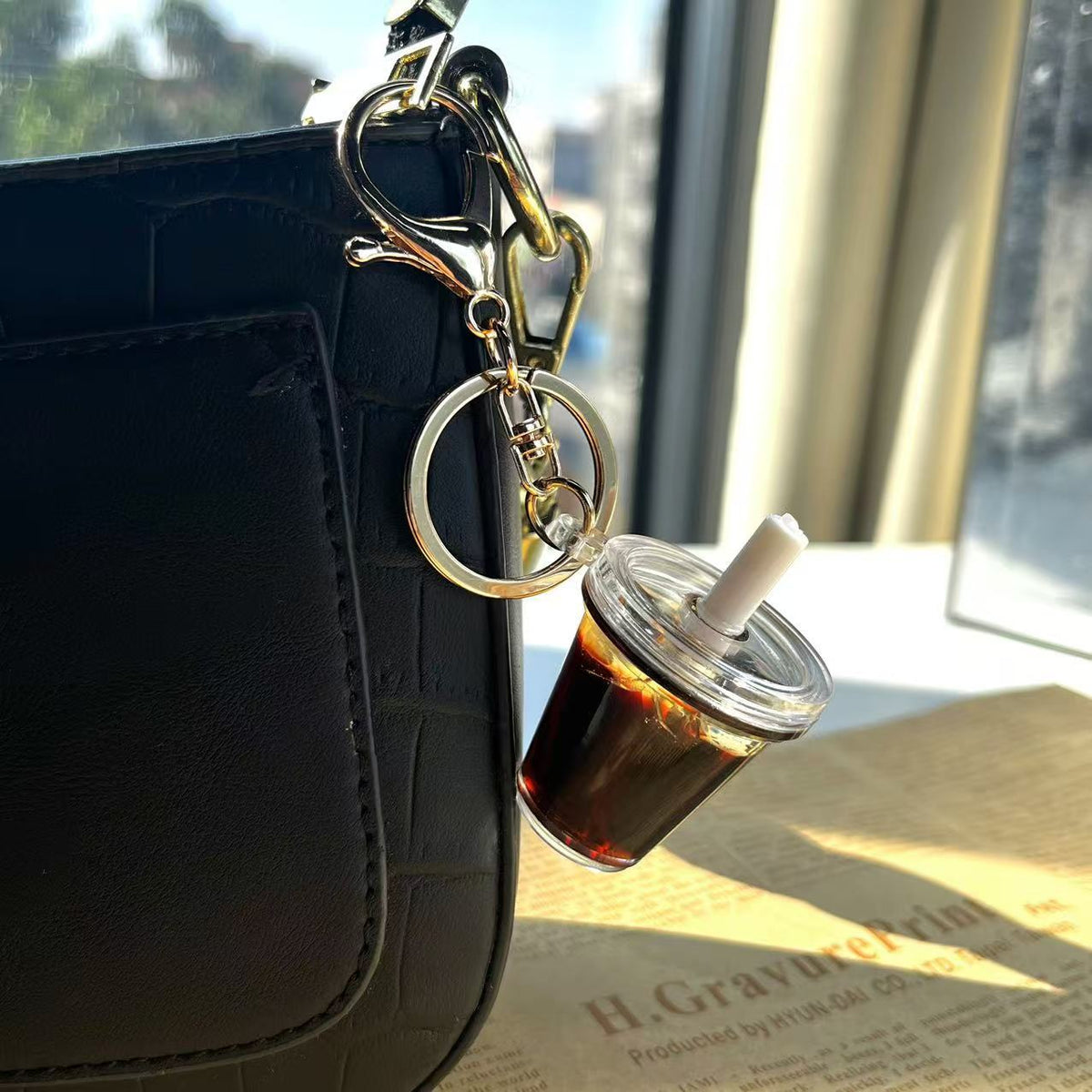 Latte Coffee Cup Keychain W/Keychain Ring