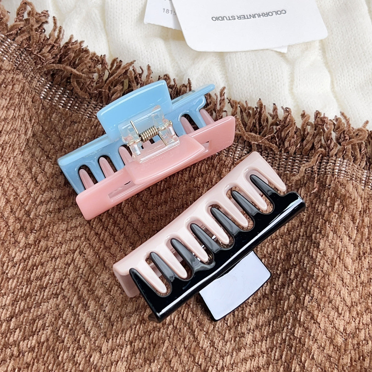 Color-blocked Large Size Acetate Hair Claw Clips