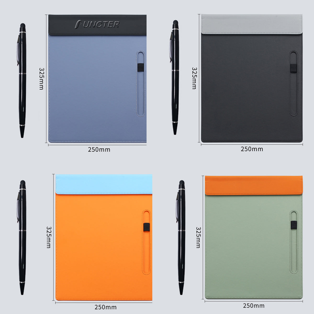Two-tone A4 Magnetic PU Leather Clipboard W/Pen Holder And Pen