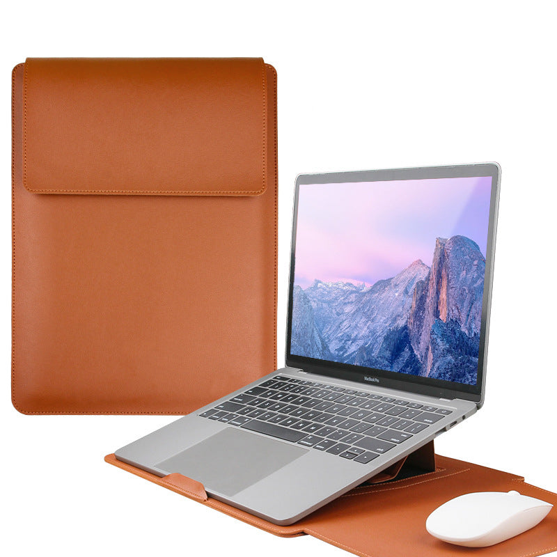 14" PU Leather Laptop Sleeve Case with Stand
