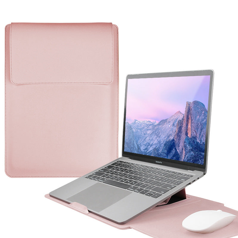 14" PU Leather Laptop Sleeve Case with Stand