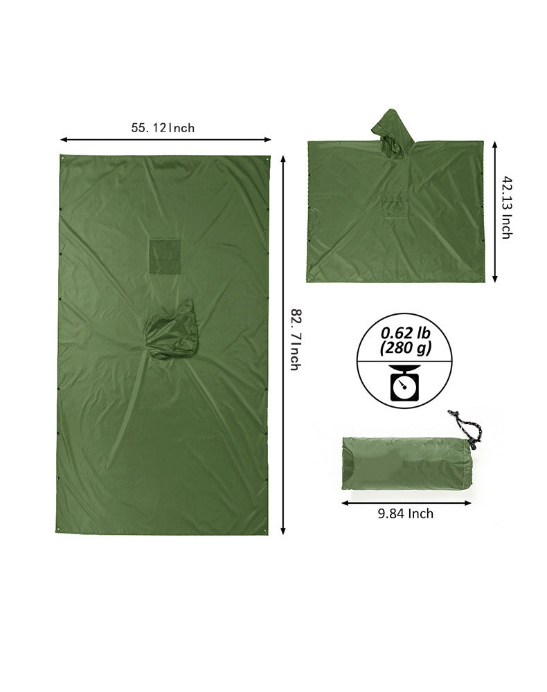 Multi-functional 3-in-1 Poncho Hooded Rain Poncho Waterproof Raincoat Jacket for Men Women Adults
