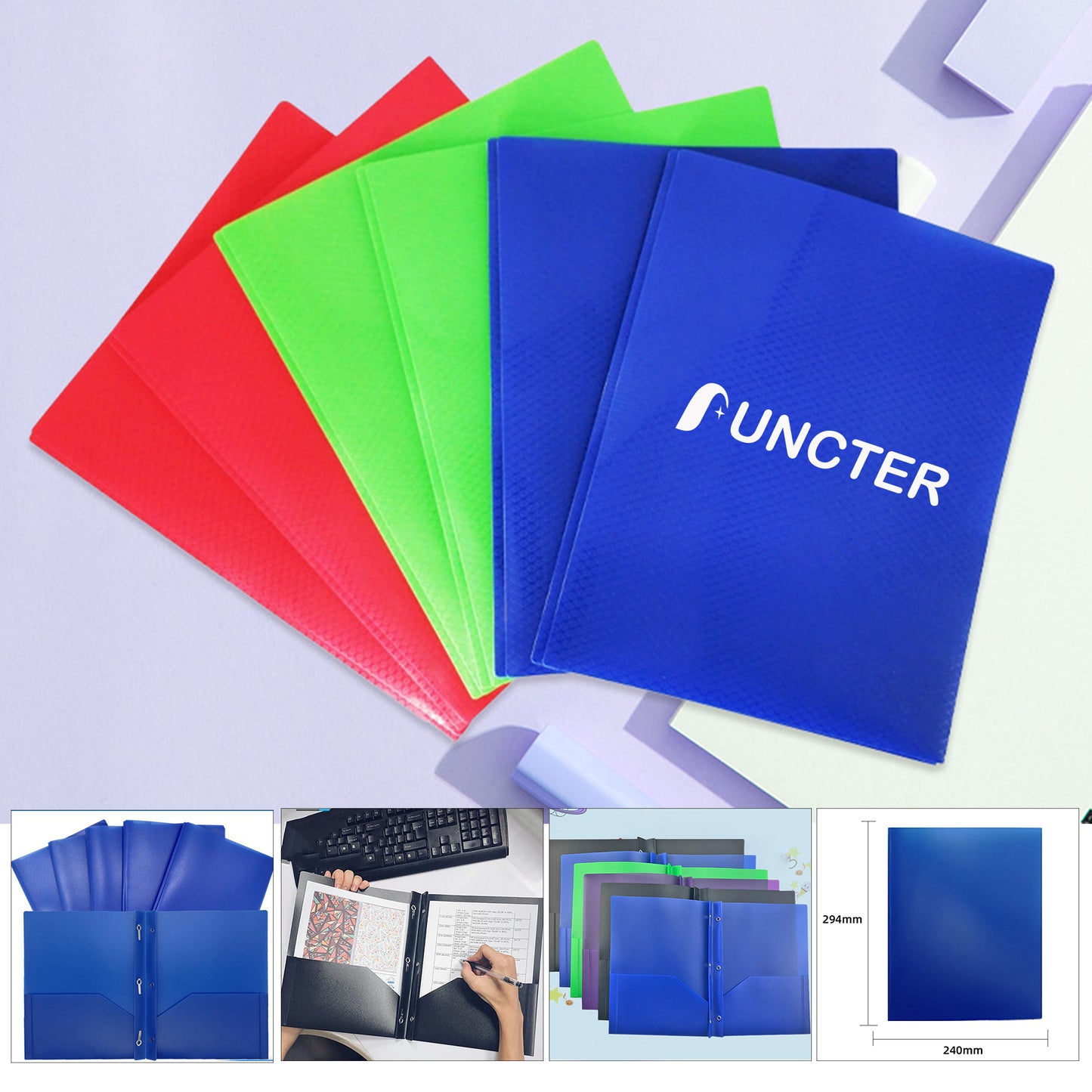 Basics Plastic Pocket Folder W/3 Hole