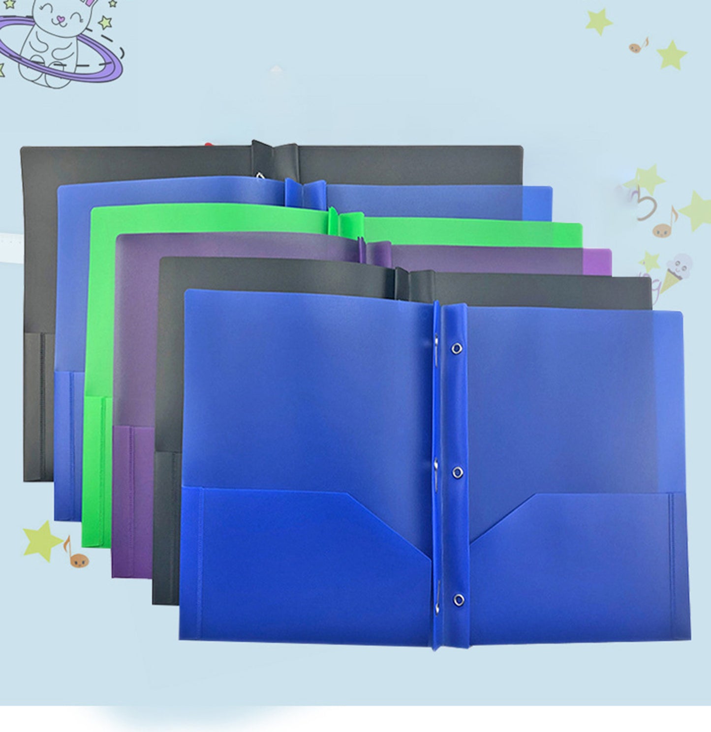 Basics Plastic Pocket Folder W/3 Hole