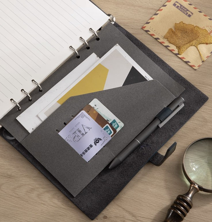A5 Soft Vintage Leather Binder Notebook W/ Pen Holder