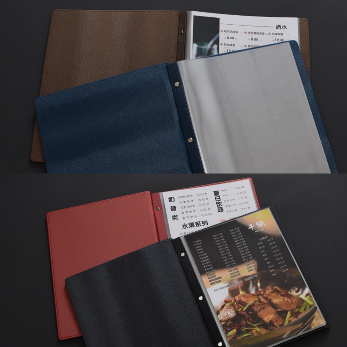 PU Leather Menu Cover with 8 sheets 16 views