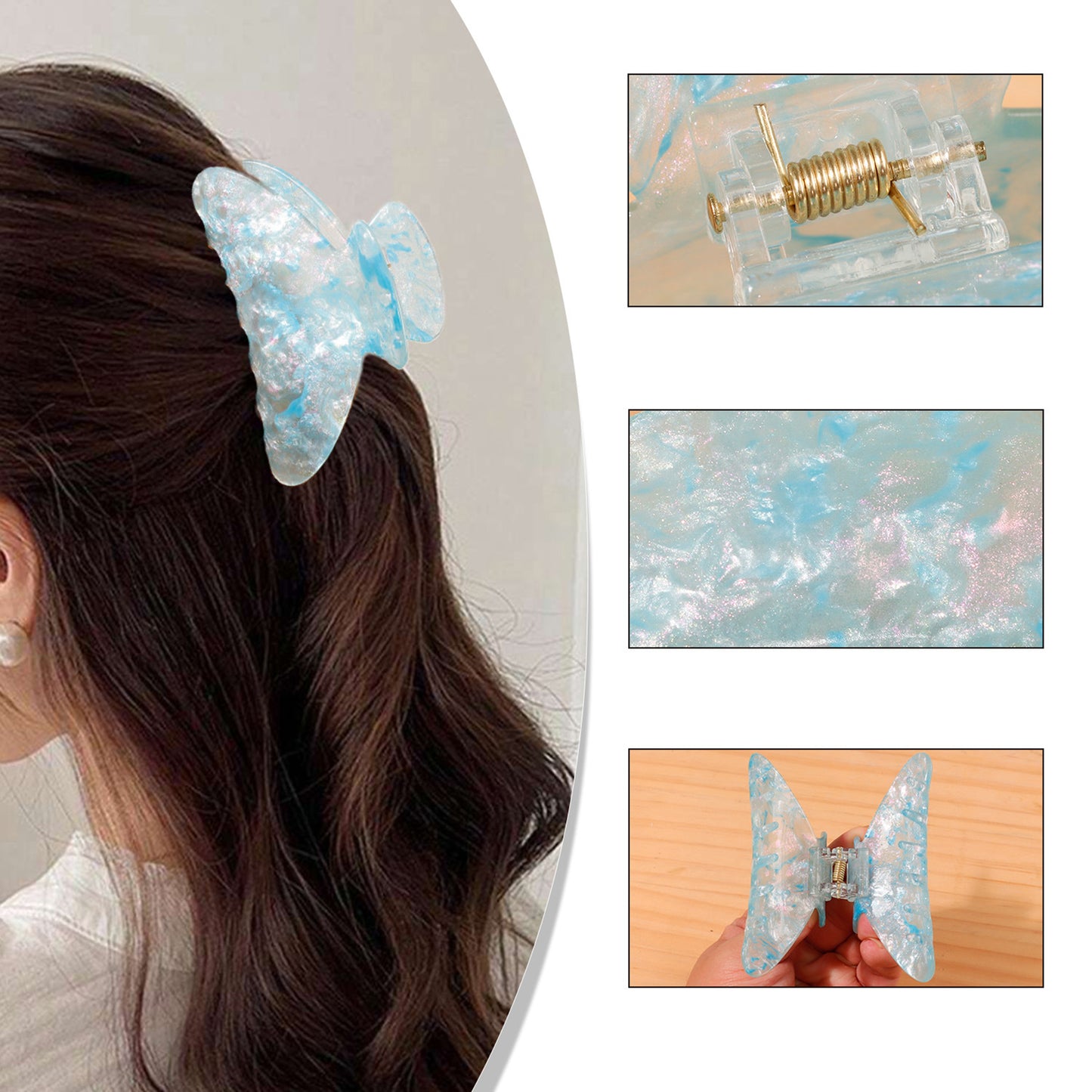 3.5" L Iridescent Hair Clip Hair Claw Clips
