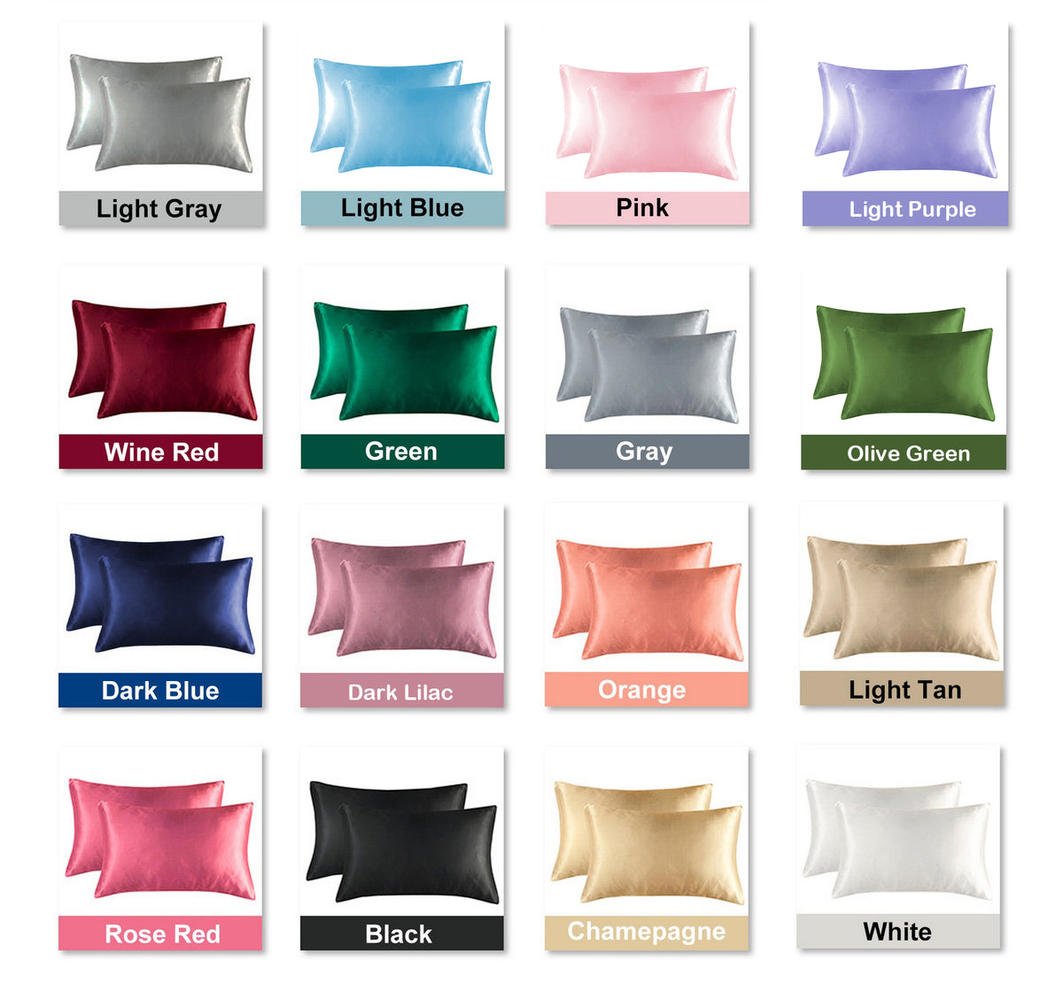 20 x 26" Premium Square Satin Silk Throw Pillowcase - Envelope Closure