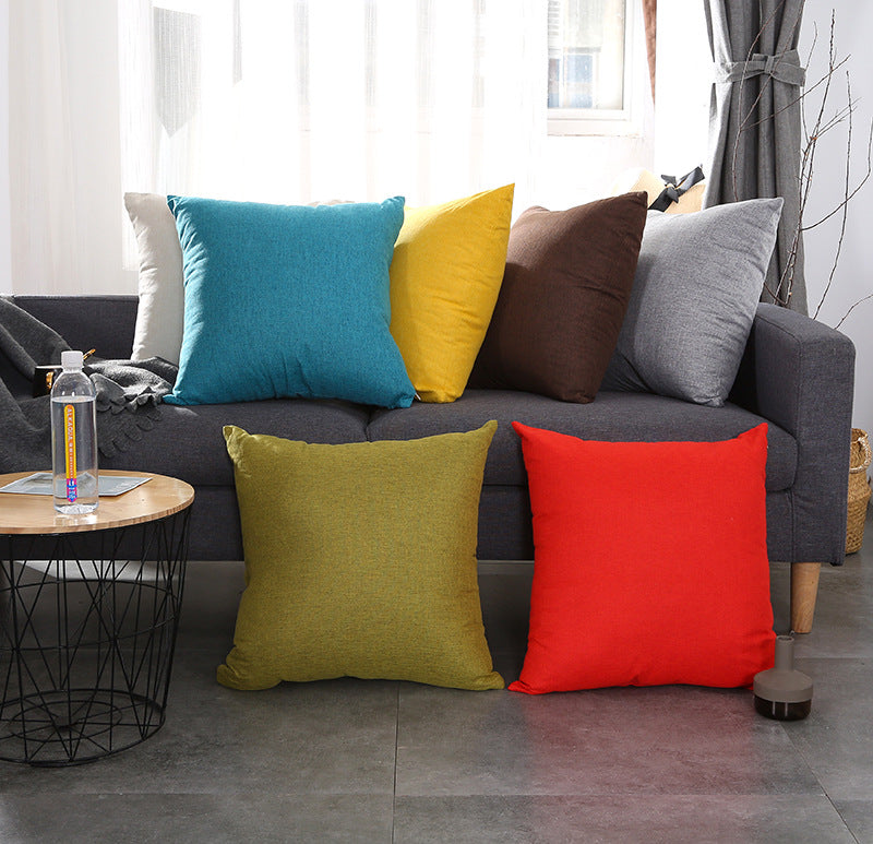 17.7 x 17.7" Premium Square Linen Throw Pillowcase With Hidden Zipper