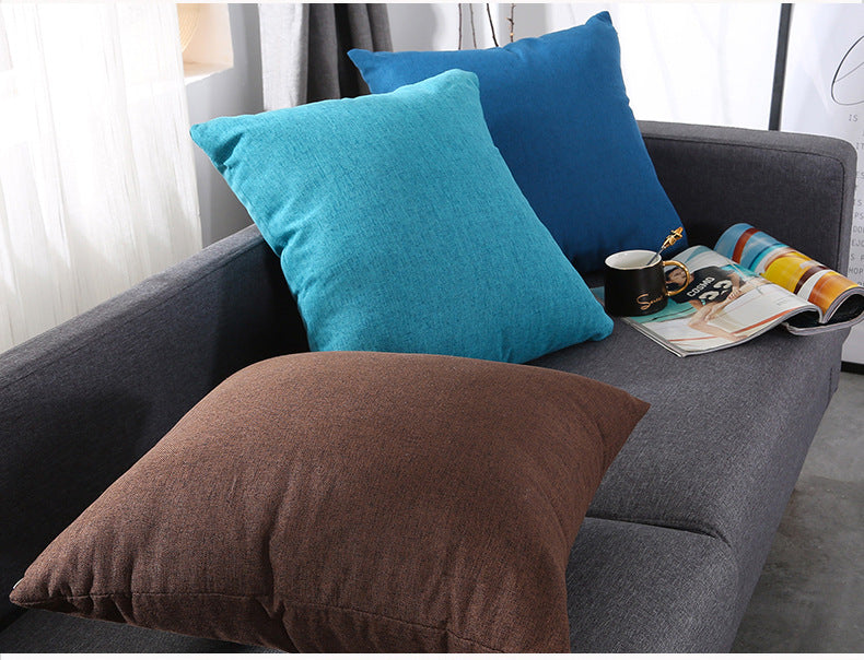 17.7 x 17.7" Premium Square Linen Throw Pillowcase With Hidden Zipper