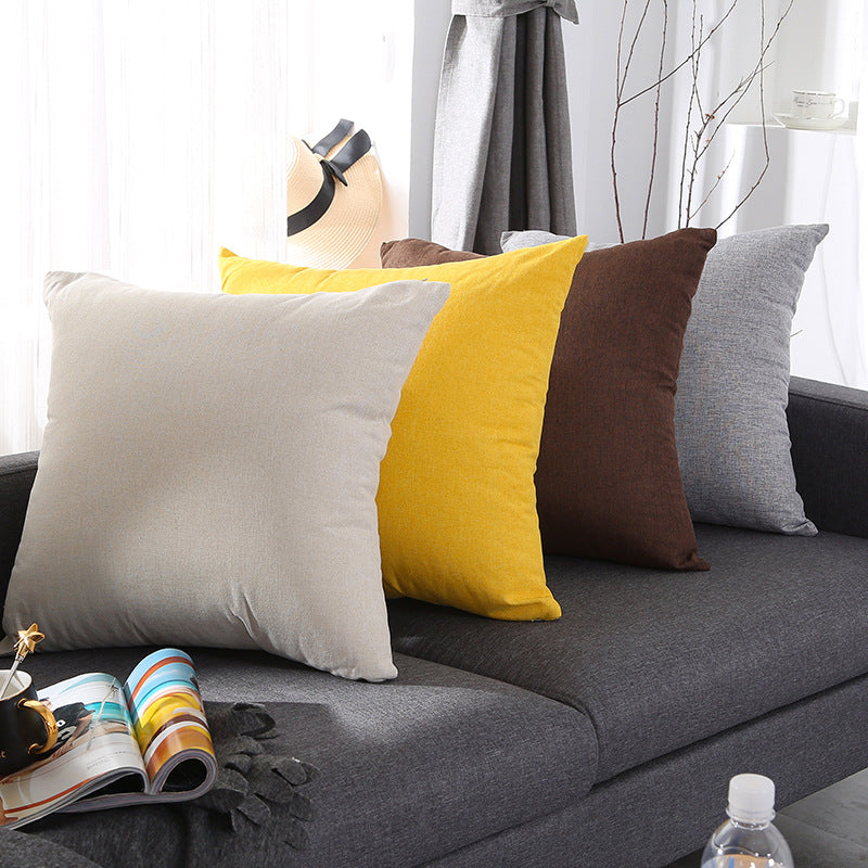 17.7 x 17.7" Premium Square Linen Throw Pillowcase With Hidden Zipper