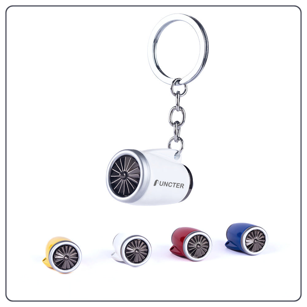 Airplane Engine Keychain Spinning Turbofan Jet Engine Key Ring