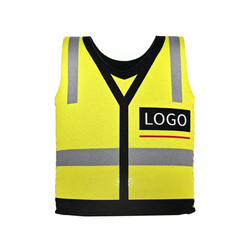 Safety Vest Shaped Can Cooler Sleeve