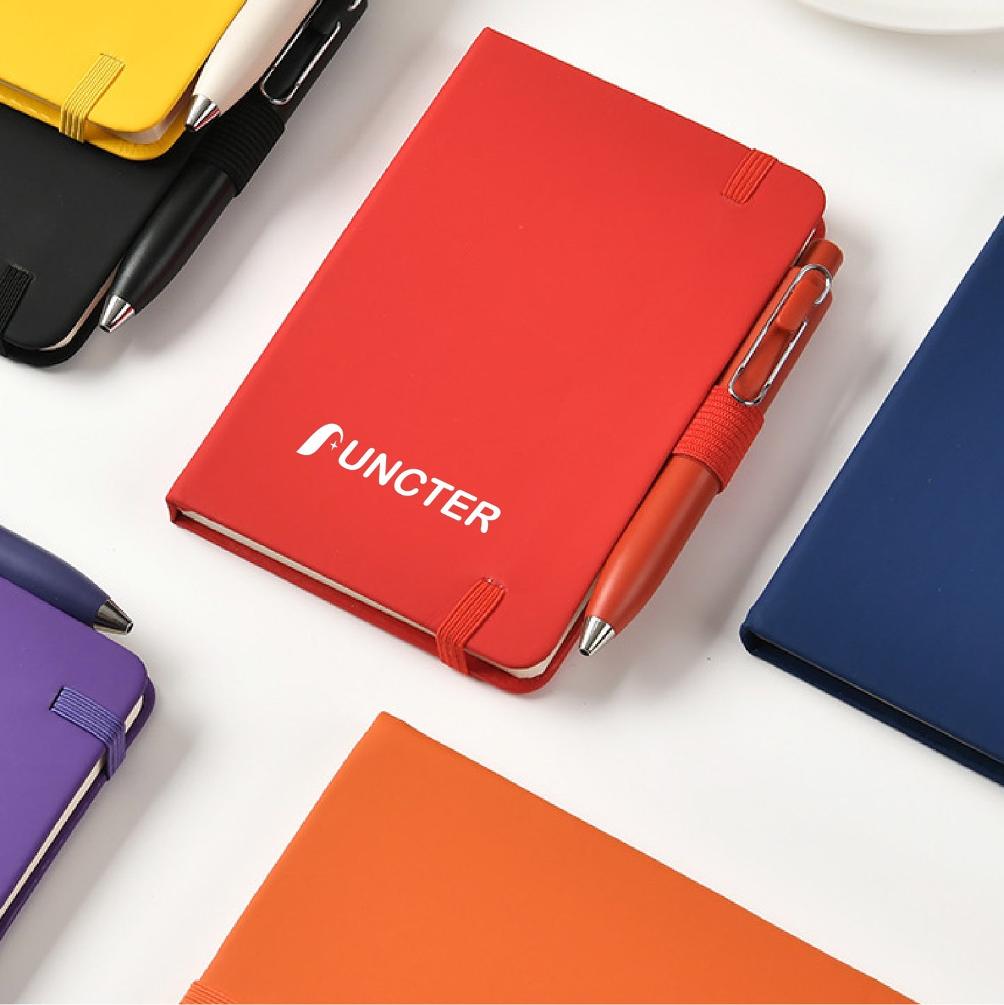 A6 PU Leatherette Cover Journal College Ruled Notebook Pen Combo Elastic Closure Pocket Notebook