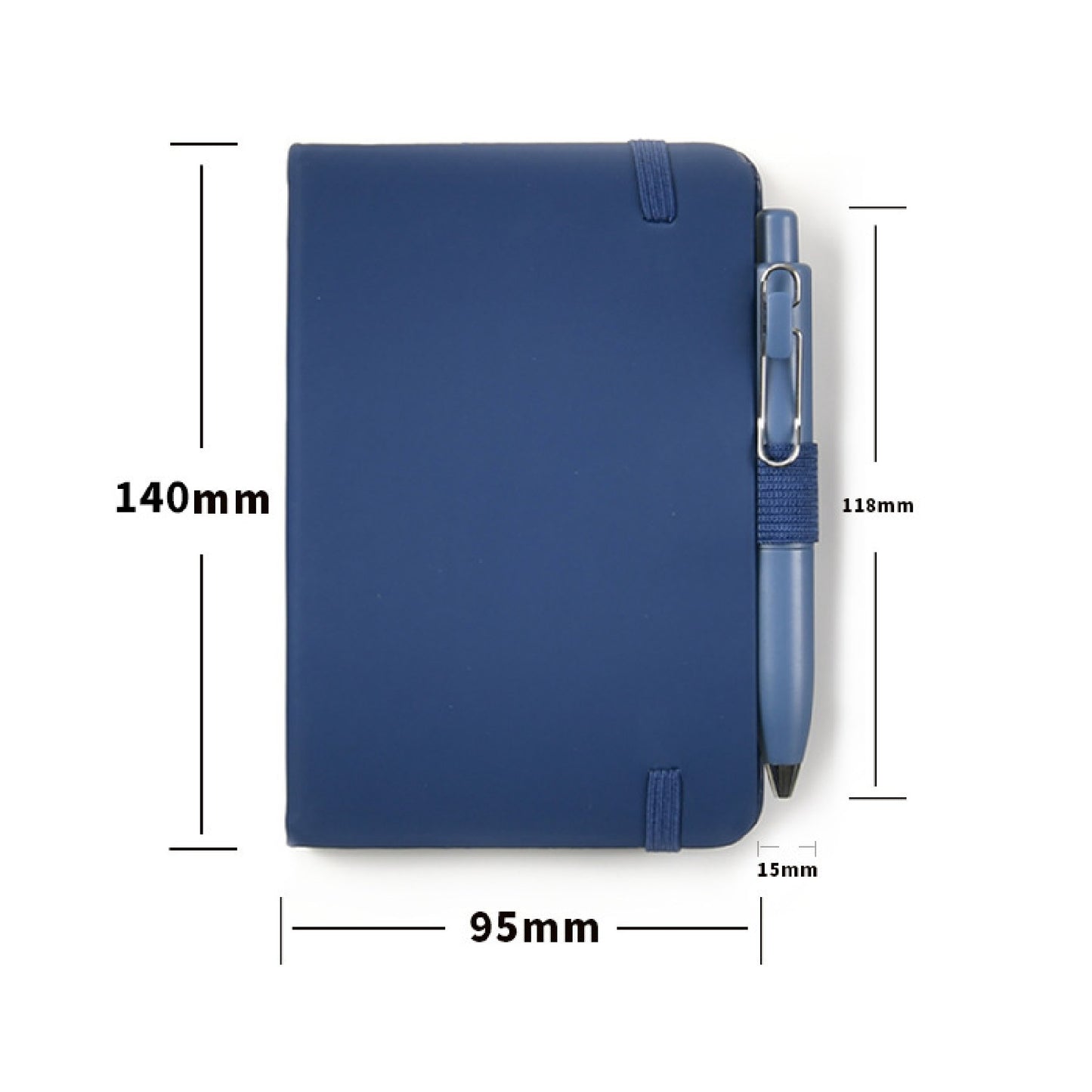 A6 PU Leatherette Cover Journal College Ruled Notebook Pen Combo Elastic Closure Pocket Notebook