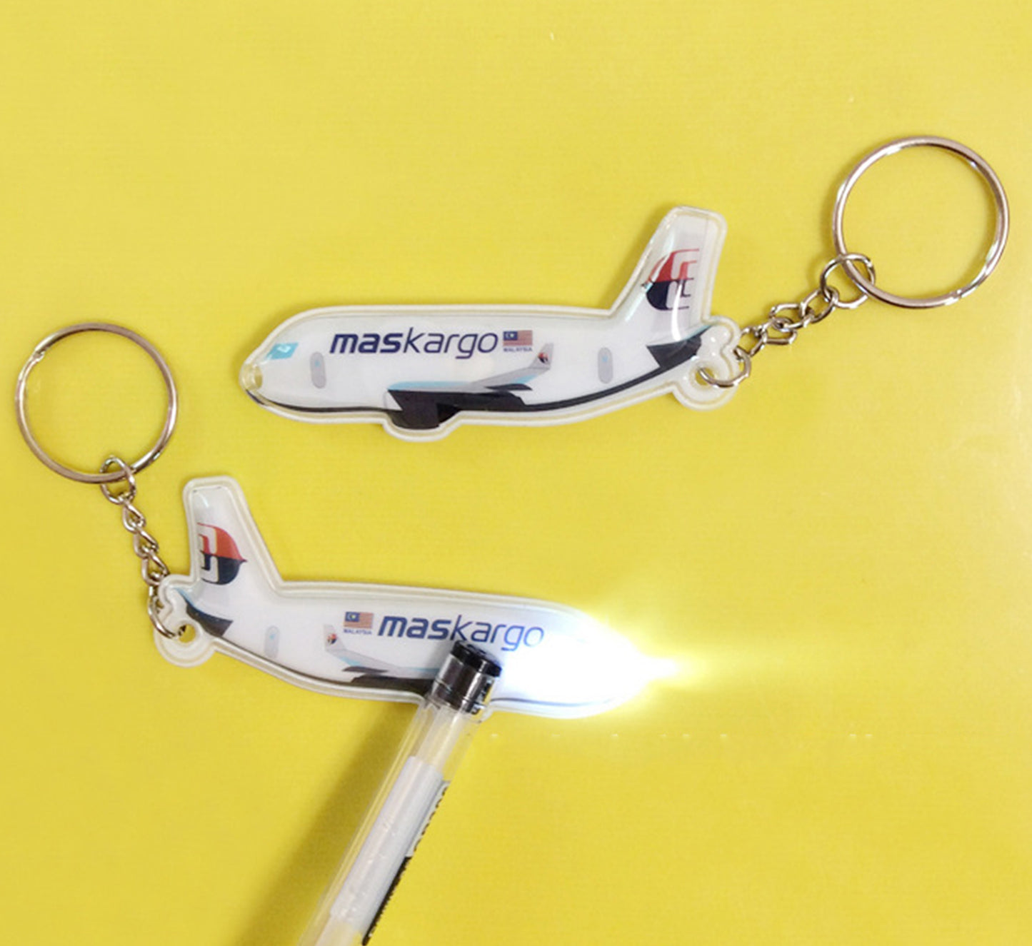 Airplane Shaped PVC Flashlight Keychain
