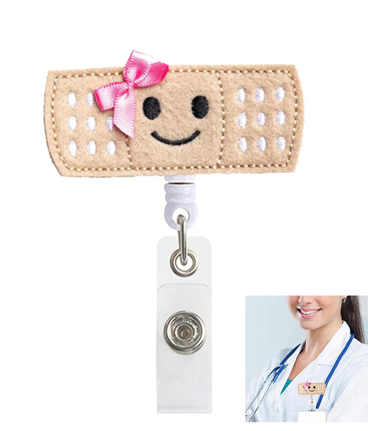 Adhesive Bandage Shaped Felt Embroidery Pull Reel/Badge Reel