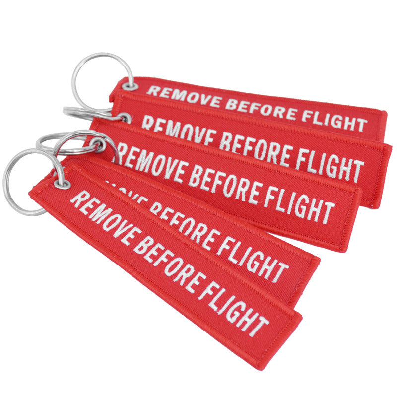 Double-sided Embroidery LOGO Ribbon Fabric Keychian Car Keychain Key Ring Anti-Lost