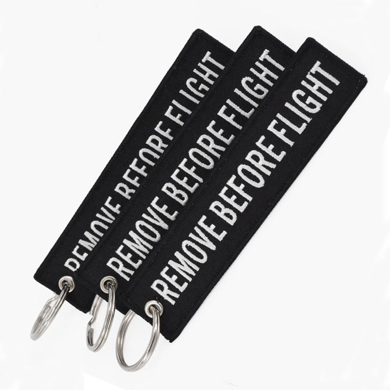 Double-sided Embroidery LOGO Ribbon Fabric Keychian Car Keychain Key Ring Anti-Lost