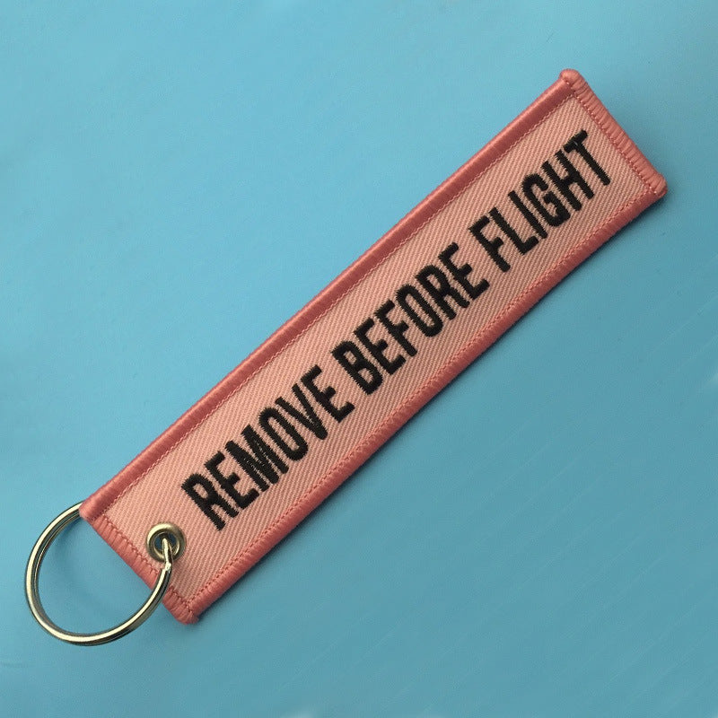 Double-sided Embroidery LOGO Ribbon Fabric Keychian Car Keychain Key Ring Anti-Lost