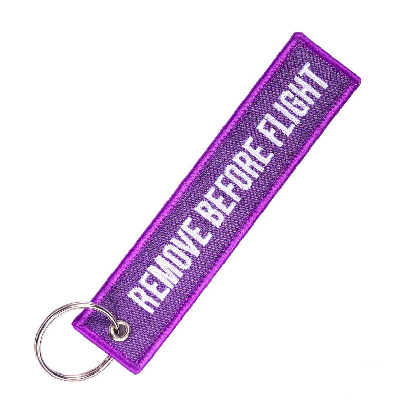 Double-sided Embroidery LOGO Ribbon Fabric Keychian Car Keychain Key Ring Anti-Lost