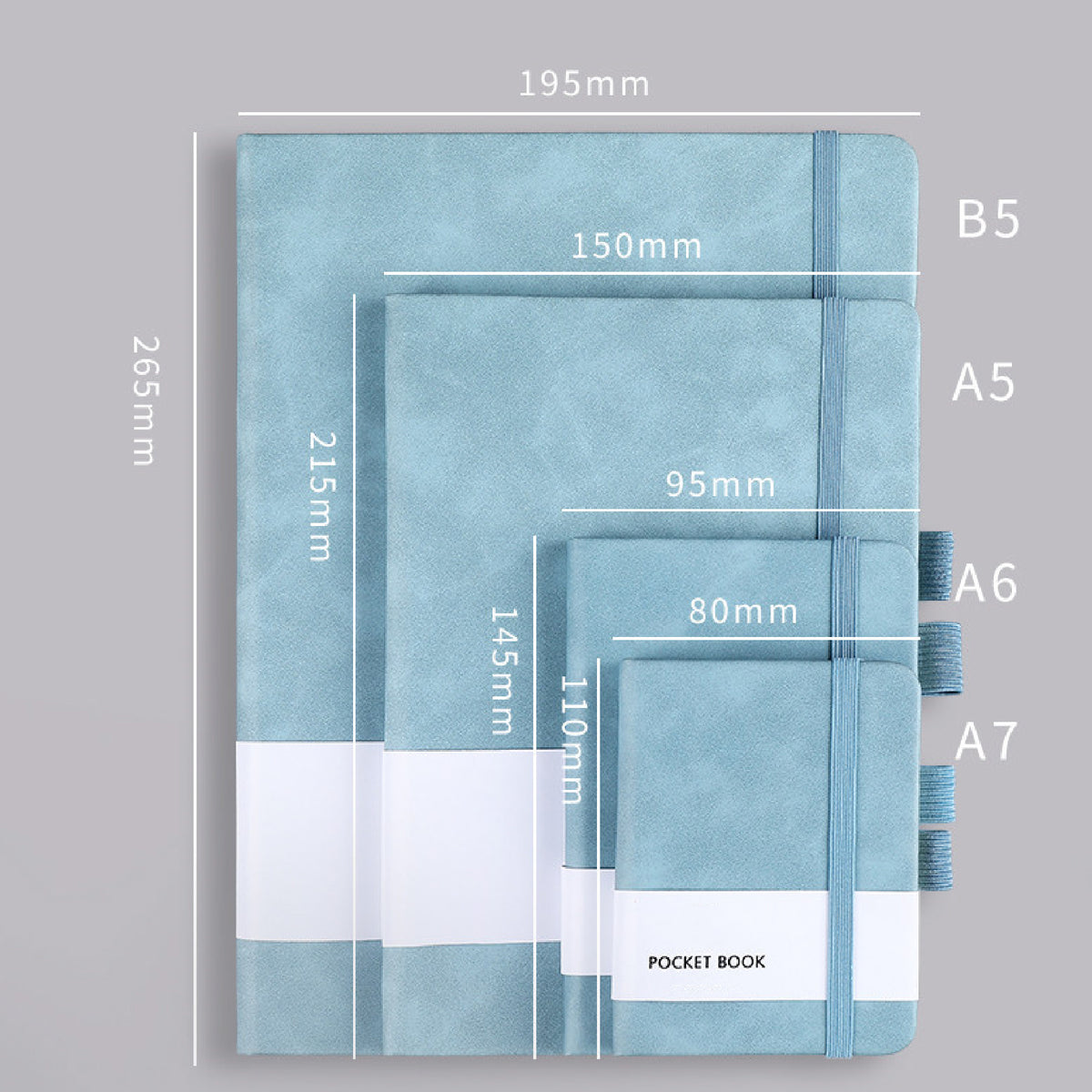 A7 Pocket Notebook Soft Touch Journal College Ruled Journal w/Pen Loop Elastic Closure Lined Note