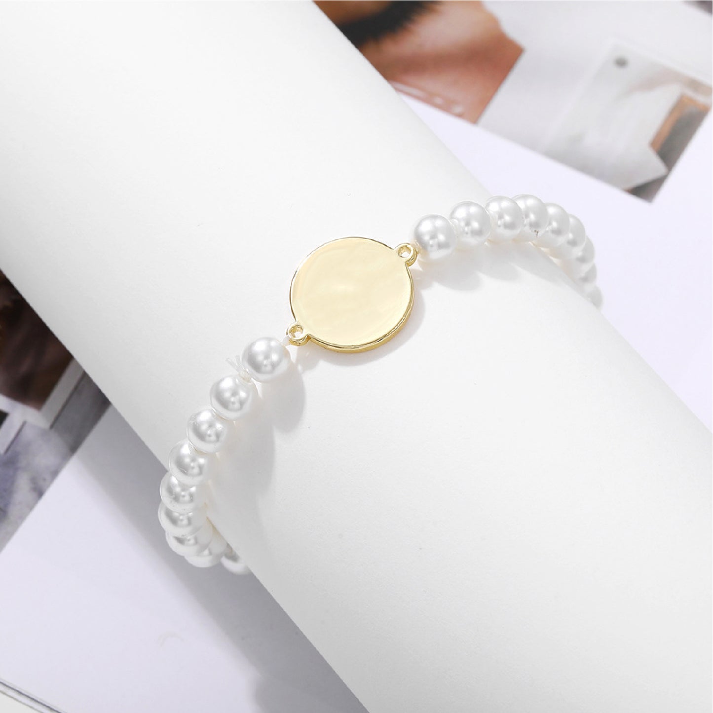 Pearl Bracelet for Women Dainty Golden Charm Pearl Beaded Bracelet With Pendant Jewelry