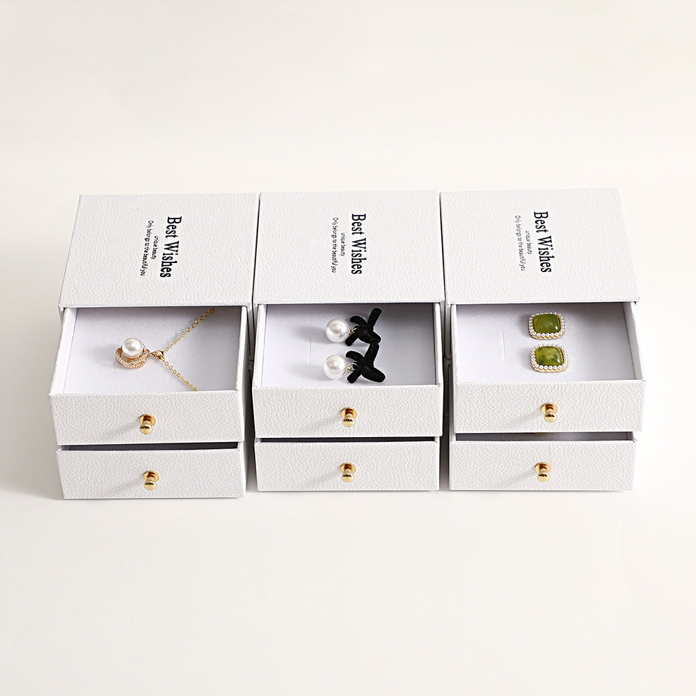 3.5" Drawer Jewelry Gift Box Cardboard Box with Sponge Filled Jewelry Packaging Box