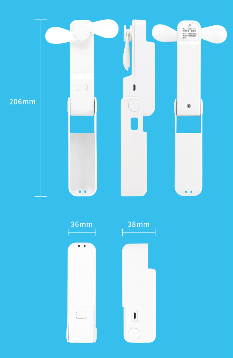 Adjustable 3 Levels Wind Speed Handheld Fan Rechargeable Folding Mini Fan