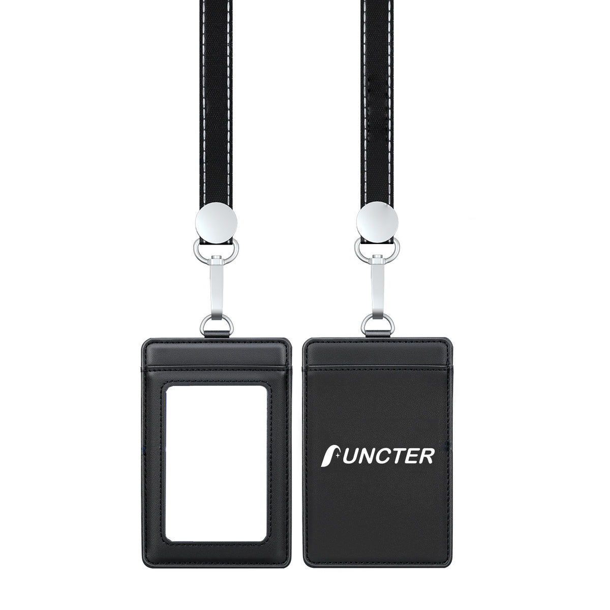 Leather Employee's ID Badge Holder Card Holder With Lanyard