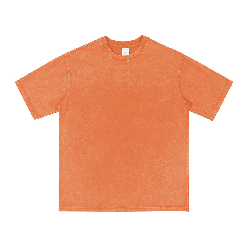 Unisex Washed Demin Color Crew Neck Oversized T Shirt Short Sleeve Tees