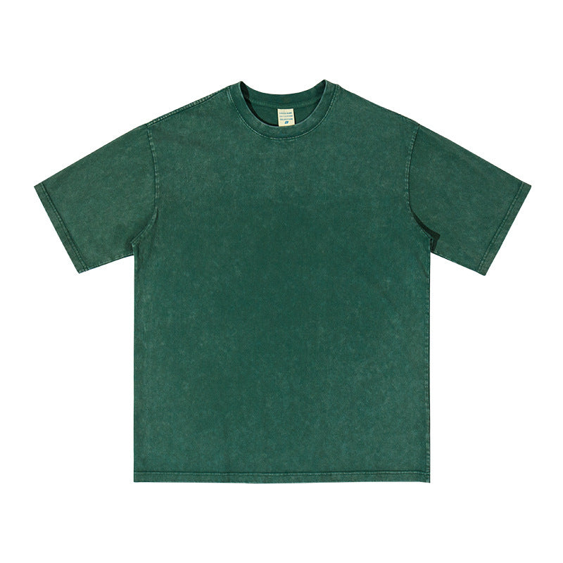 Unisex Washed Demin Color Crew Neck Oversized T Shirt Short Sleeve Tees