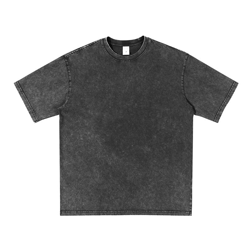 Unisex Washed Demin Color Crew Neck Oversized T Shirt Short Sleeve Tees