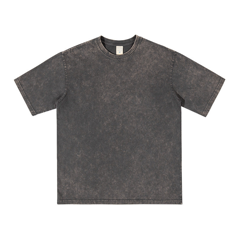 Unisex Washed Demin Color Crew Neck Oversized T Shirt Short Sleeve Tees