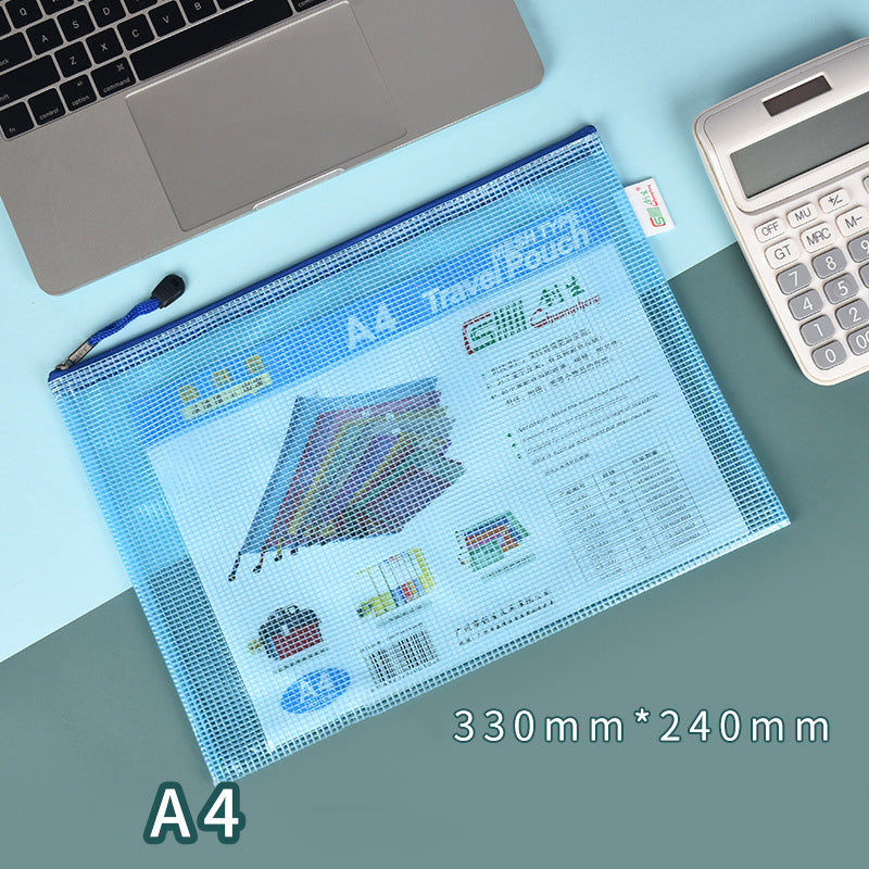A4 Size Mesh Zipper Pouch Document Holder Bag File Document Pouch For School Office