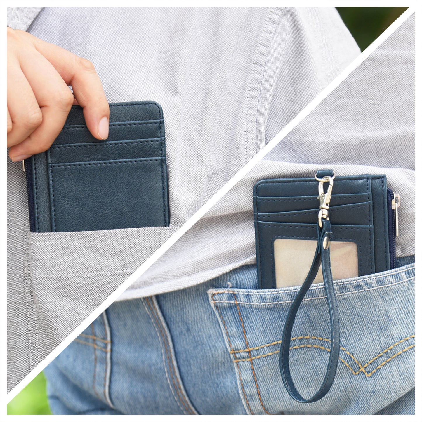 RFID PU Leather ID Card Holder Badge Holder Wallet With Lanyard & Strap