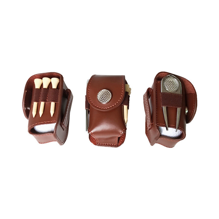 Vintage Leather Golf Ball Pouch Golf Bag Waist Belt Pack