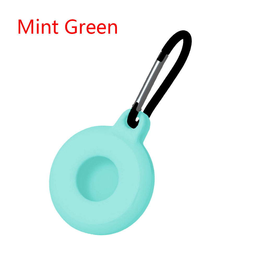 Circular Silicone Key Tag Tracker Cover Access Card Sleeve Anti-Lost Protector Holder W/ Carabiner