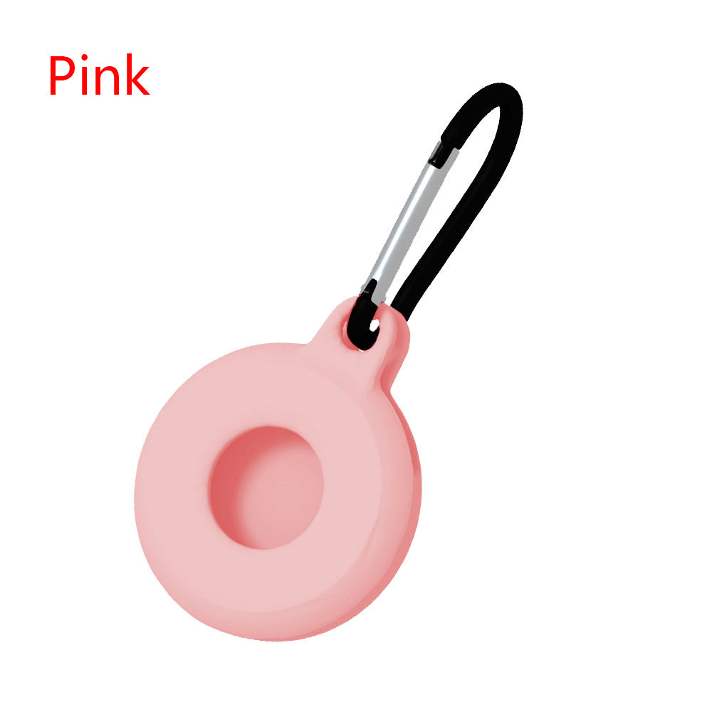 Circular Silicone Key Tag Tracker Cover Access Card Sleeve Anti-Lost Protector Holder W/ Carabiner