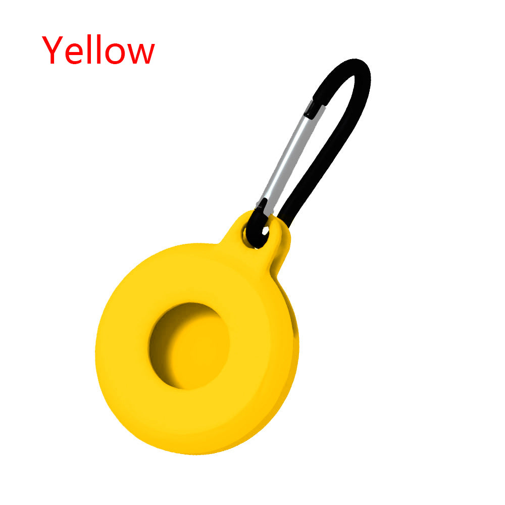 Circular Silicone Key Tag Tracker Cover Access Card Sleeve Anti-Lost Protector Holder W/ Carabiner