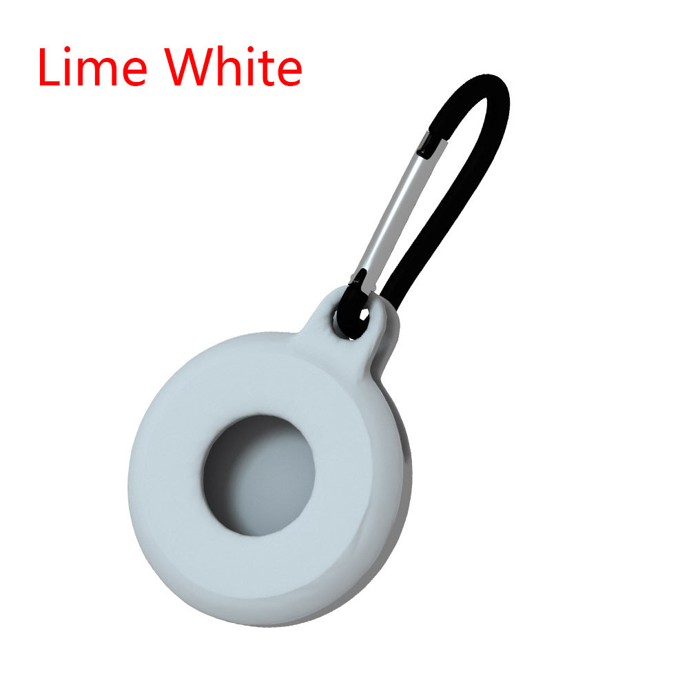 Circular Silicone Key Tag Tracker Cover Access Card Sleeve Anti-Lost Protector Holder W/ Carabiner