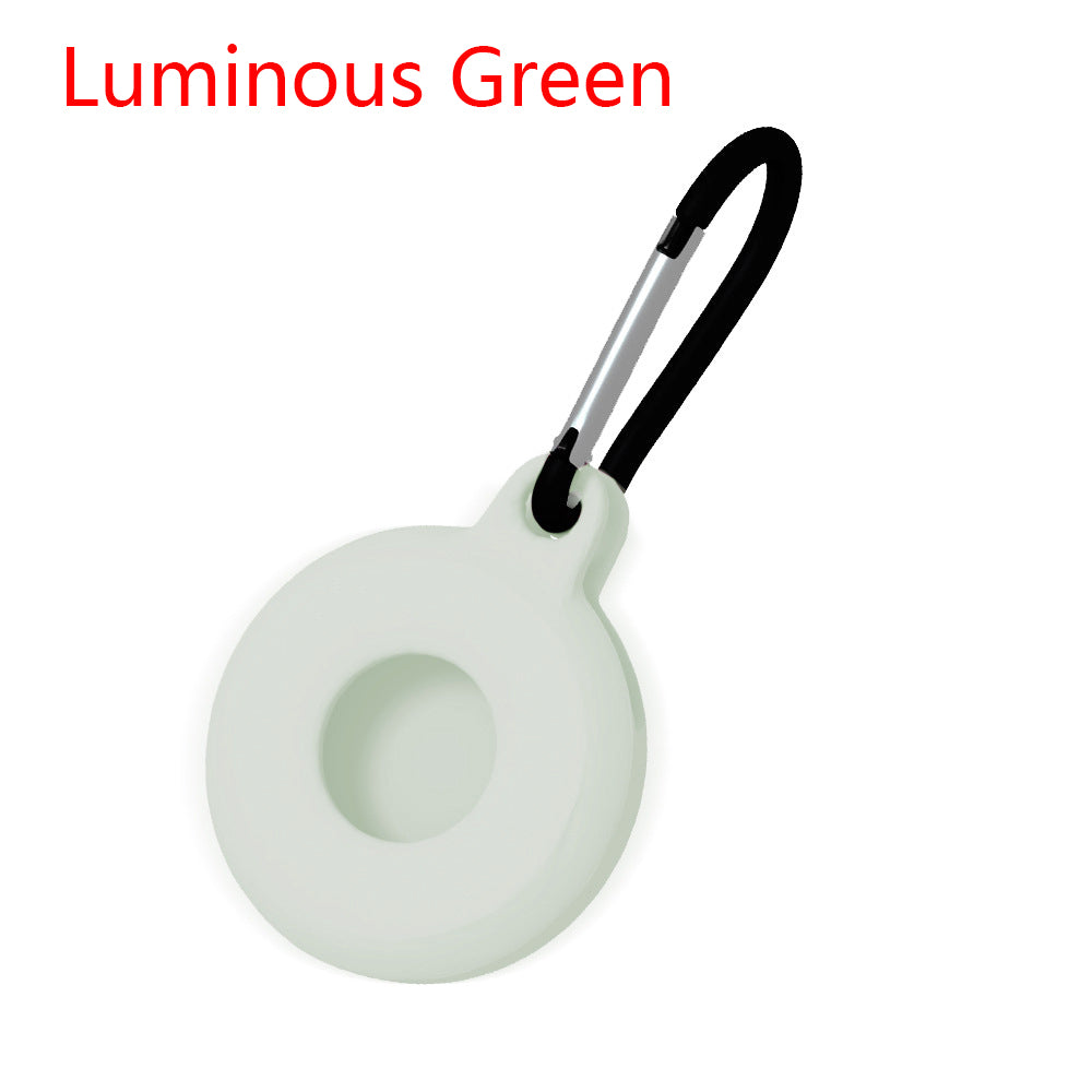 Circular Silicone Key Tag Tracker Cover Access Card Sleeve Anti-Lost Protector Holder W/ Carabiner
