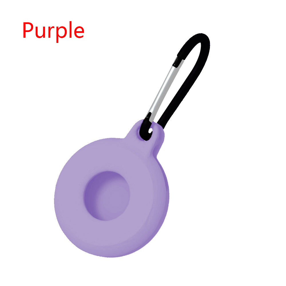 Circular Silicone Key Tag Tracker Cover Access Card Sleeve Anti-Lost Protector Holder W/ Carabiner